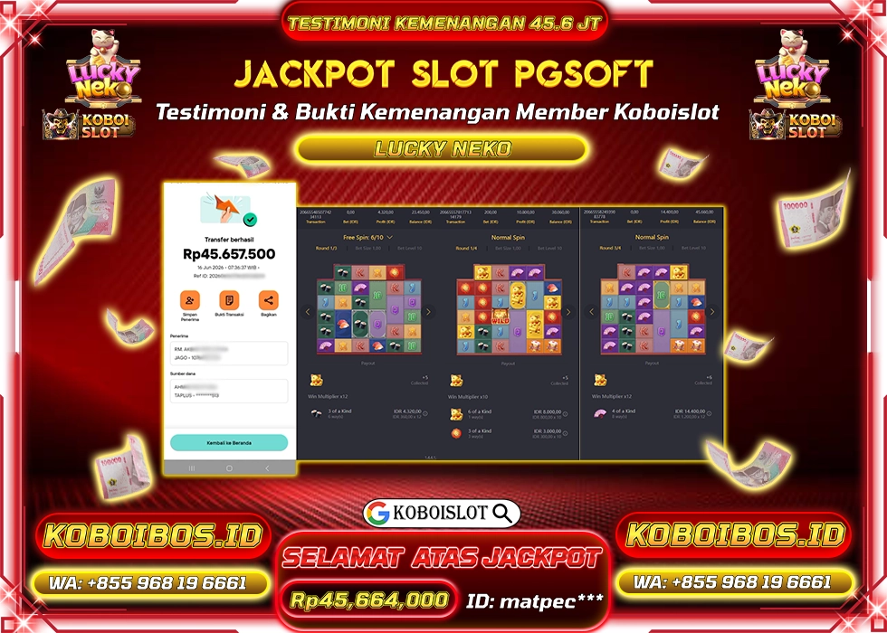 BUKTI KEMENANGAN SLOT GACOR LUCKY NEKO Rp46.664.000,- LUNAS